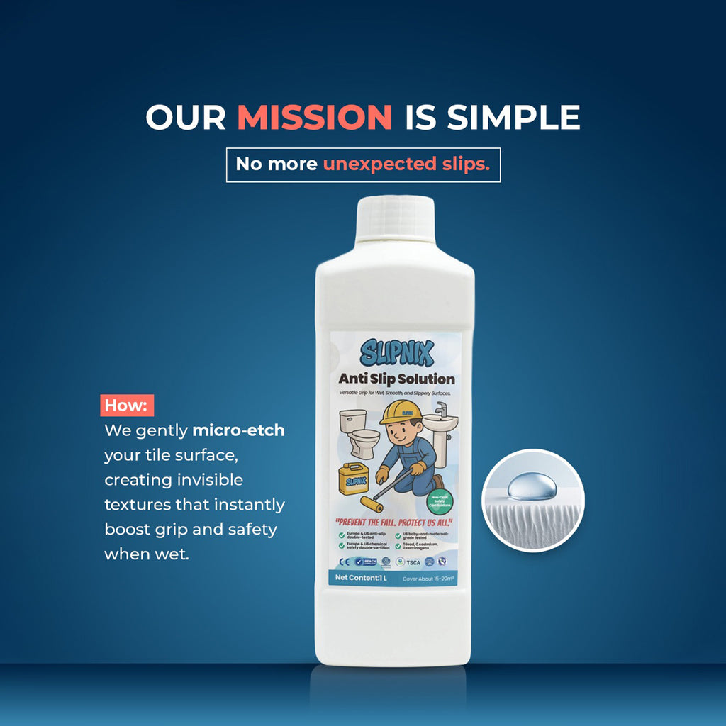 SlipNix anti slip solution bottle for wet floors, boosts tile grip and prevents slips